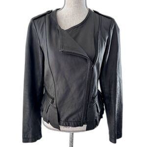 Vintage Rezrekshn By Esther Chen Women's Black Leather Moto Biker Jacket Small
